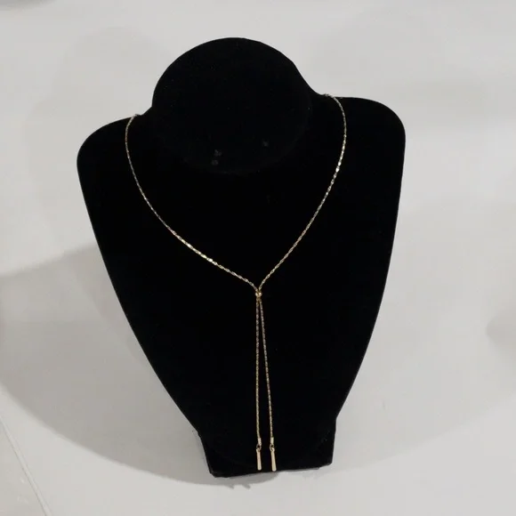 Gold Lariat Y-Necklace – Minimalist Dainty Adjustable Drop Pendant Chain Jewelry - Picture 4 of 8